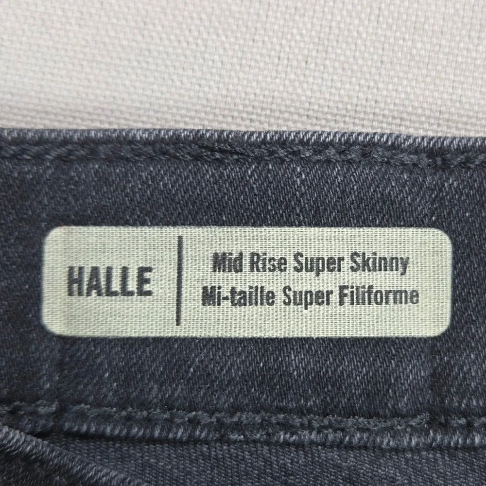 True Religion Halle Mid Rise Super Skinny‎ Jeans Black Wash Zipper Ankle Size 28 - Picture 9 of 15